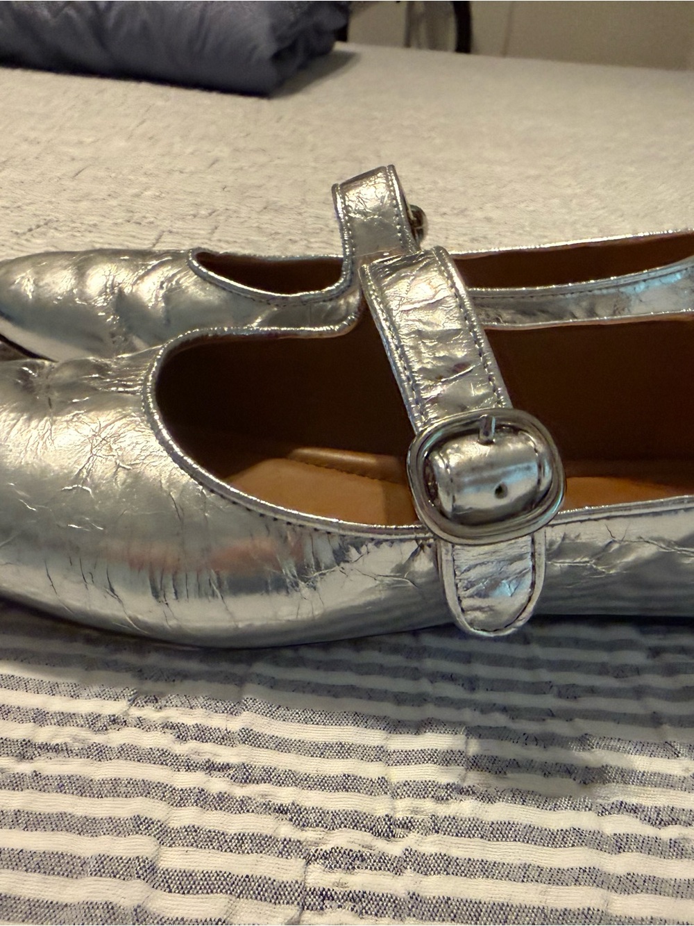 Sandro Metallic Silver Mary Jane Flats - Picture 3 of 5